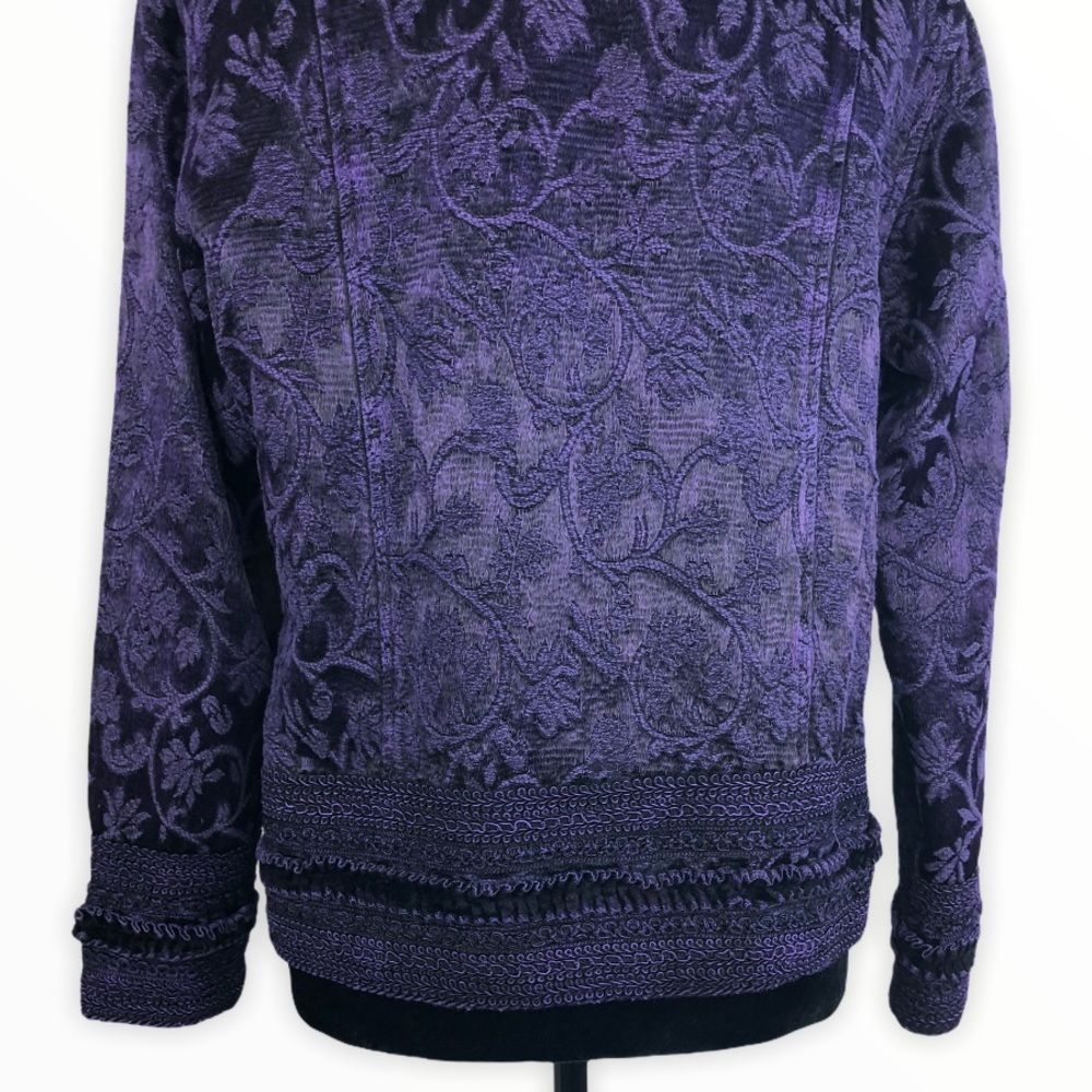 Coldwater Creek Rich Purple Tapestry Brocade Jacket size Petite Medium - Picture 7 of 14